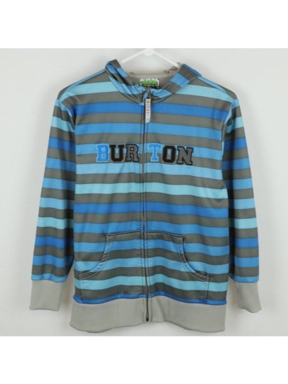 Burton DryRide Kids Large Blue Striped Fleece Lined Applique Hooded Sweatshirt